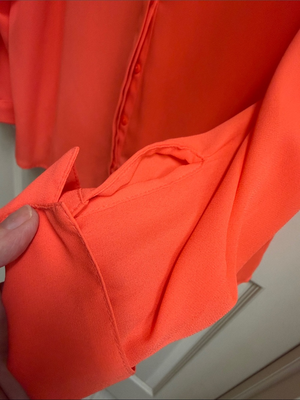 Worthington Coral-Red Button Down Blouse - Picture 4 of 7
